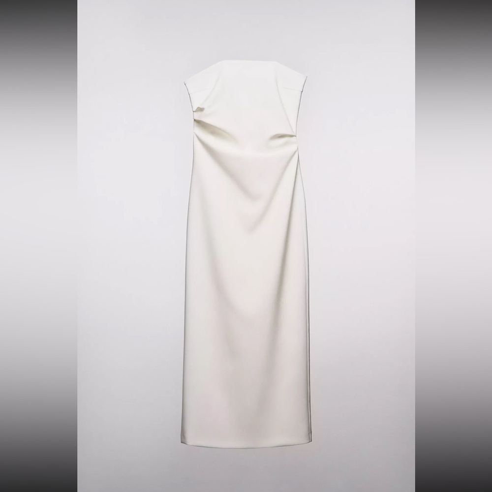 Zara White Ruched Halter Sheath Dress